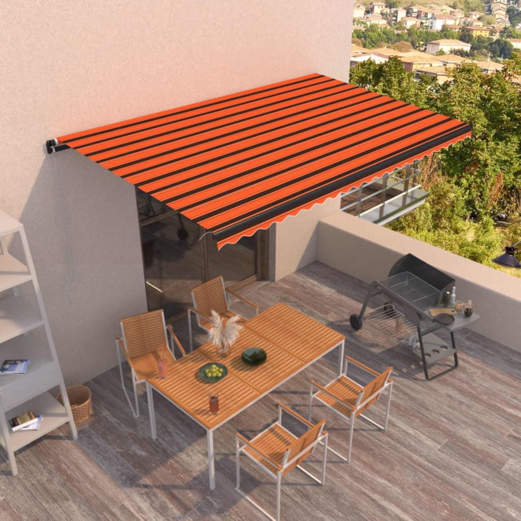 VidaXL Luifel handmatig uittrekbaar 500x350 cm oranje en bruin