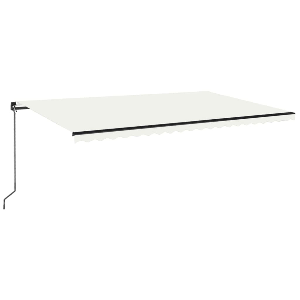 VidaXL Luifel handmatig uittrekbaar met LED 500x350 cm crèmekleurig