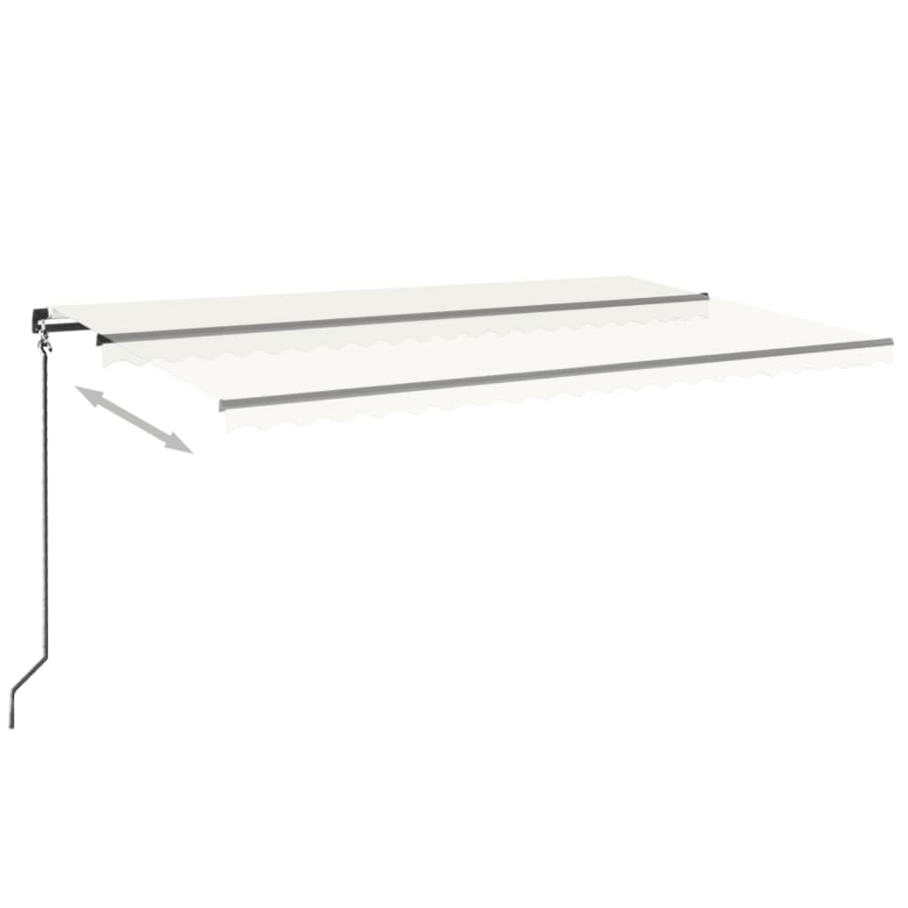 VidaXL Luifel handmatig uittrekbaar met LED 500x350 cm crèmekleurig
