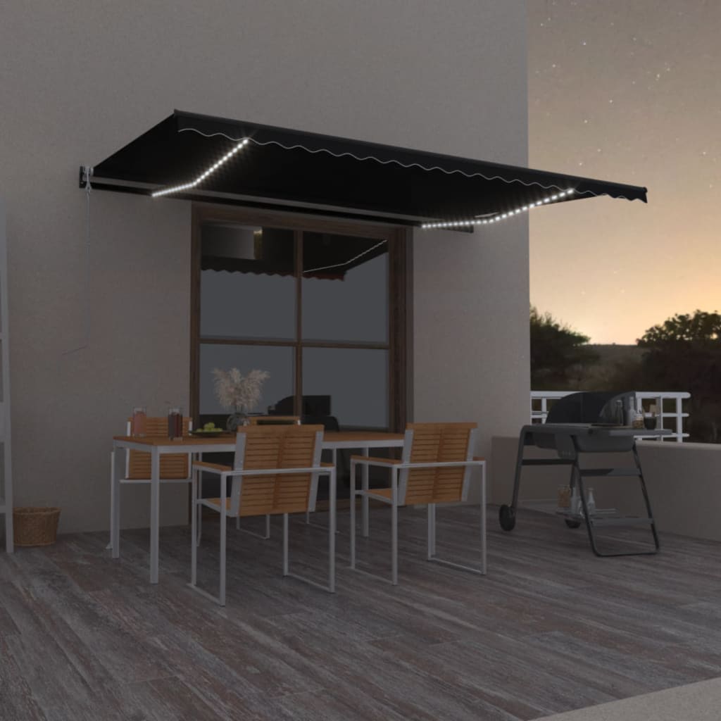 VidaXL Luifel automatisch met LED en windsensor 500x350 cm antraciet