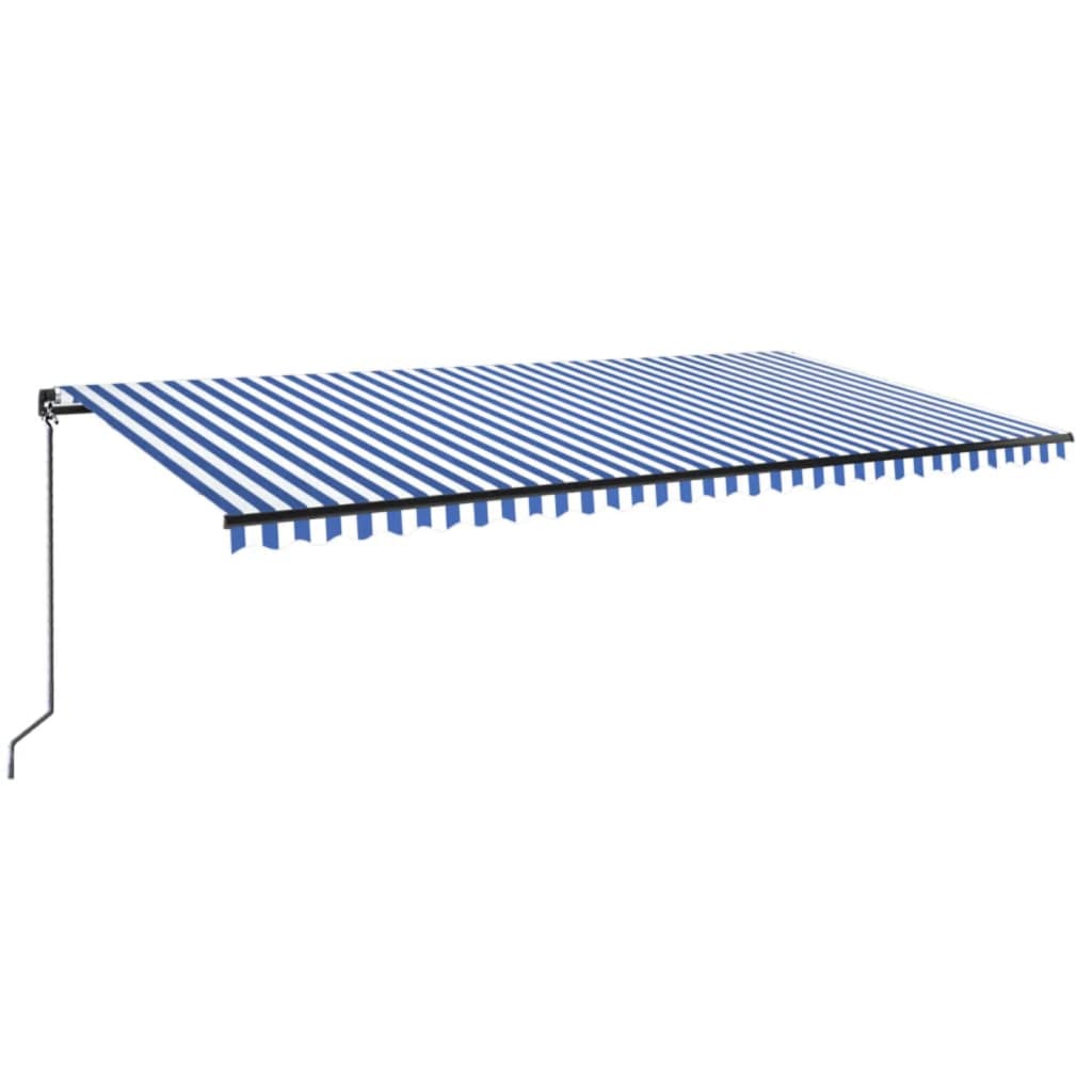 VidaXL Luifel handmatig uittrekbaar 600x350 cm blauw en wit