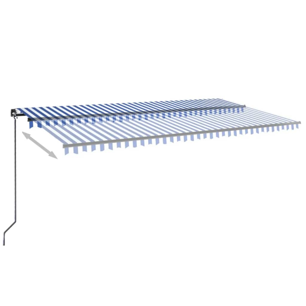 VidaXL Luifel handmatig uittrekbaar 600x350 cm blauw en wit