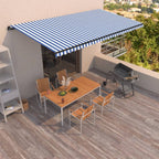 VidaXL Luifel handmatig uittrekbaar 600x350 cm blauw en wit