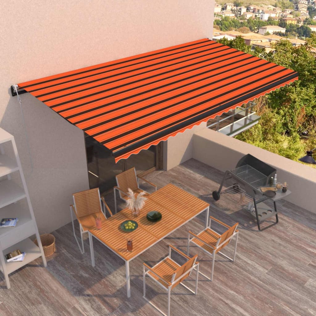 VidaXL Luifel automatisch uittrekbaar 600x350 cm oranje en bruin