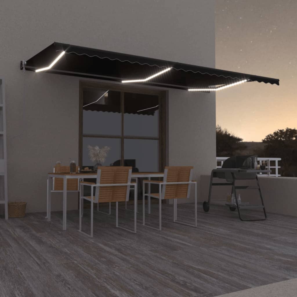 VidaXL Luifel automatisch met LED en windsensor 600x350 cm antraciet