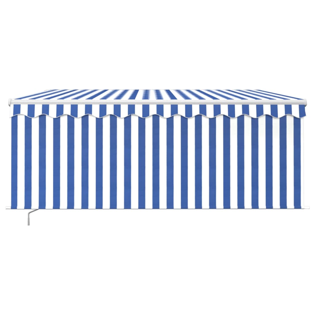 Vidaxl luifel handmatig uittrekbaar rolgordijn led 3x2,5 m blauw wit