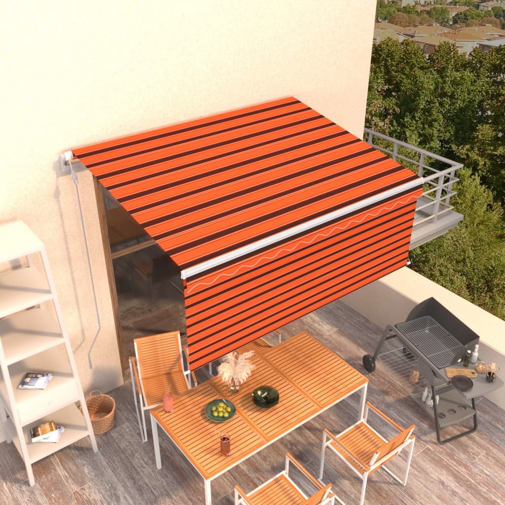 VidaXL Luifel automatisch uittrekbaar met rolgordijn 3x2,5 m oranje