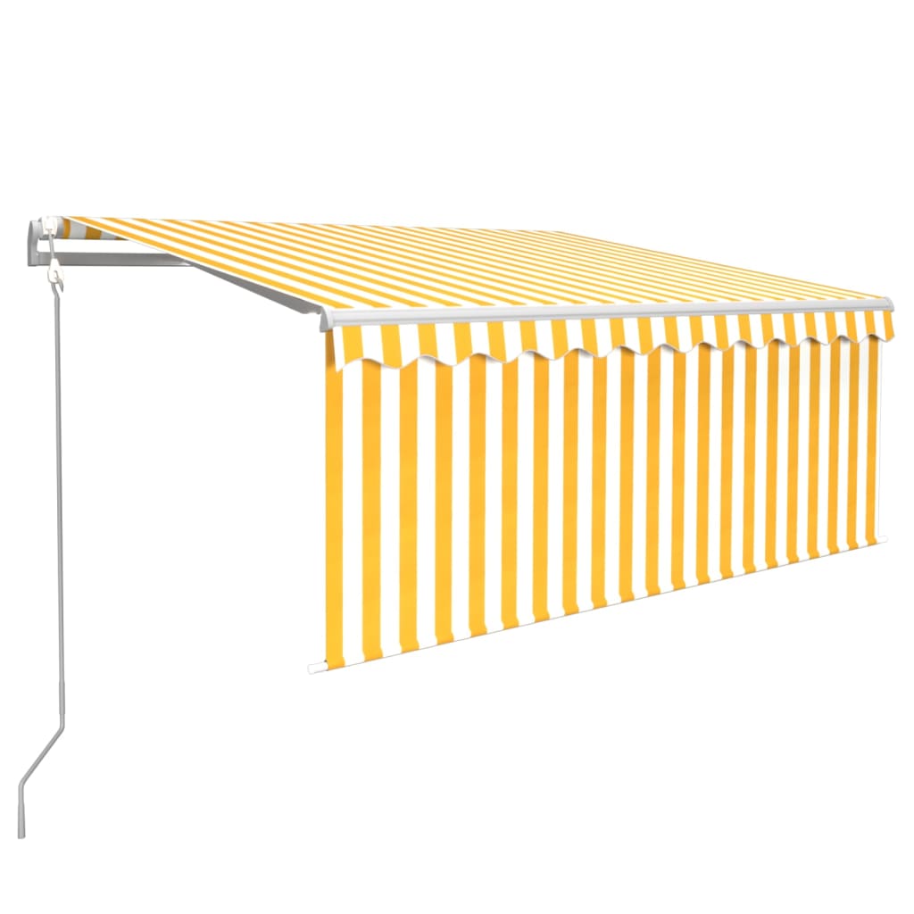 VidaXL Luifel automatisch met gordijn LED windsensor 3x2,5 m geel wit