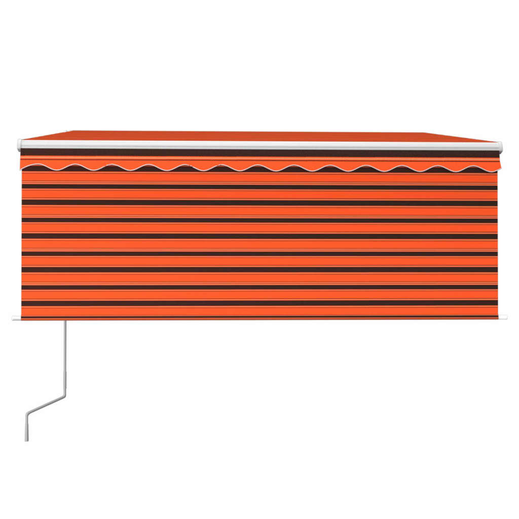 VidaXL Luifel met rolgordijn, LED en windsensor 3x2,5 m oranje bruin
