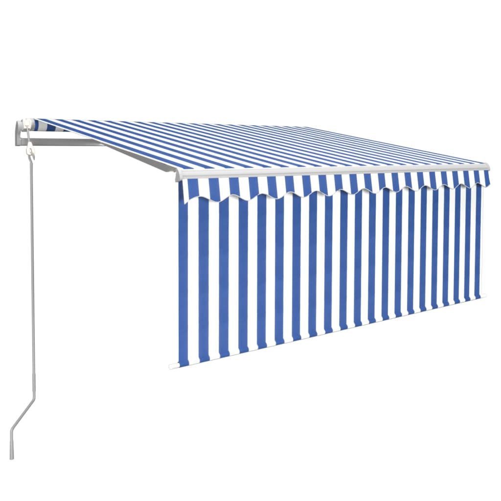 VidaXL Luifel automatisch uittrekbaar rolgordijn 3,5x2,5 m blauw wit