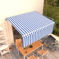 VidaXL Luifel automatisch uittrekbaar met rolgordijn 4x3 m blauw wit