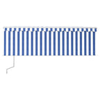 VidaXL Luifel automatisch rolgordijn LED windsensor 4x3 m blauw en wit