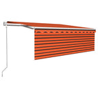 VidaXL Luifel met rolgordijn, LED en windsensor 4x3 m oranje en bruin