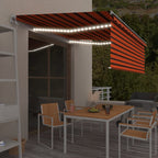 VidaXL Luifel met rolgordijn, LED en windsensor 4x3 m oranje en bruin