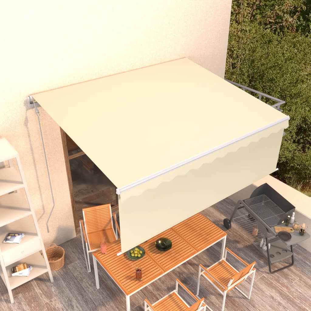 VidaXL Luifel automatisch uittrekbaar met rolgordijn 4,5x3 m crème