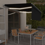 VidaXL Luifel automatisch met gordijn LED windsensor 4,5x3 m antraciet