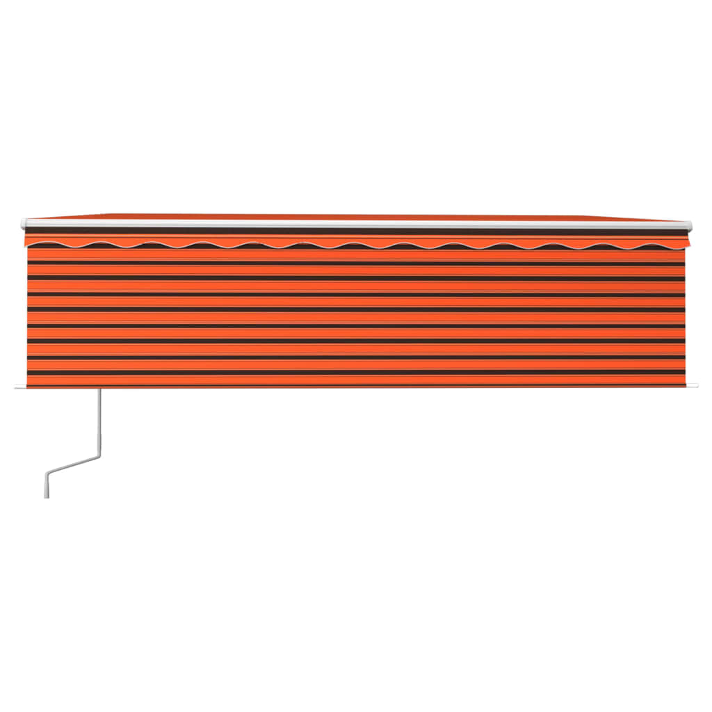 VidaXL Luifel automatisch rolgordijn LED windsensor 5x3 m oranje bruin