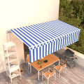 VidaXL Luifel automatisch uittrekbaar met rolgordijn 6x3 m blauw wit