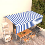 VidaXL Luifel automatisch uittrekbaar met rolgordijn 6x3 m blauw wit