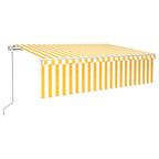 VidaXL Luifel automatisch rolgordijn LED windsensor 6x3 cm geel wit
