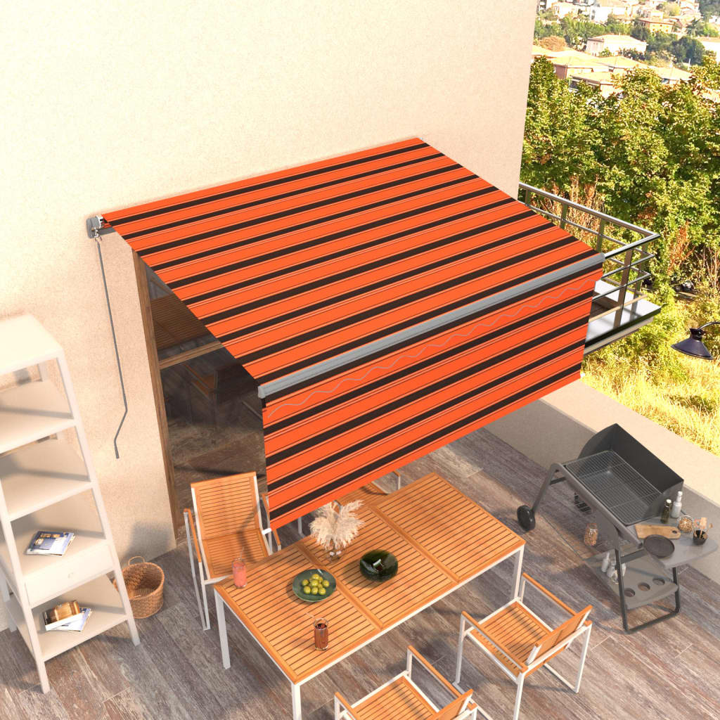 VidaXL Luifel handmatig uittrekbaar rolgordijn 3x2,5 m oranje en bruin