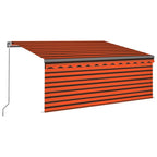 VidaXL Luifel handmatig uittrekbaar gordijn LED 3x2,5 m oranje bruin