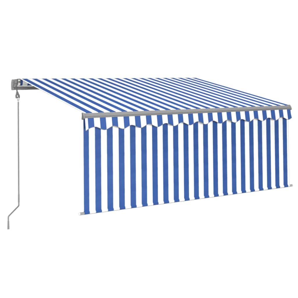 VidaXL Luifel automatisch uittrekbaar met rolgordijn 3x2,5 m blauw wit