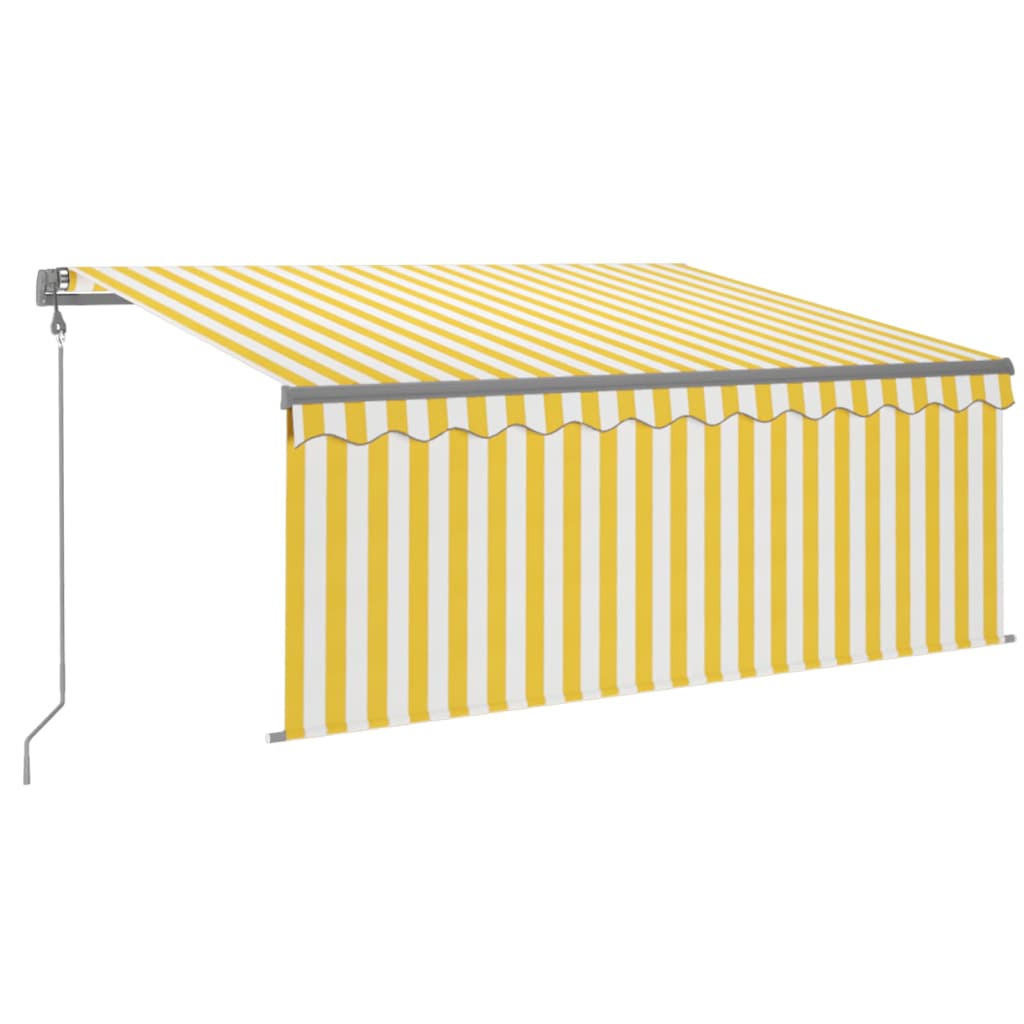 VidaXL Luifel automatisch met gordijn LED windsensor 3x2,5 m geel wit