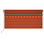 VidaXL Luifel met rolgordijn, LED en windsensor 3x2,5 m oranje bruin