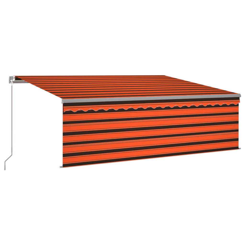 VidaXL Luifel handmatig uittrekbaar rolgordijn LED 4x3 m oranje bruin