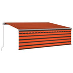 VidaXL Luifel handmatig uittrekbaar rolgordijn LED 4x3 m oranje bruin