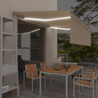 VidaXL Luifel automatisch met rolgordijn LED windsensor 4x3 m crème