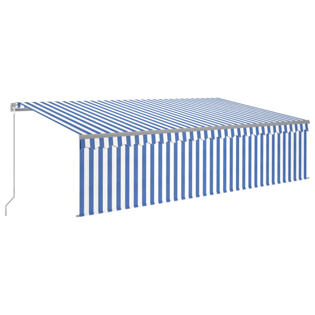 VidaXL Luifel handmatig uittrekbaar met rolgordijn 5x3 m blauw en wit