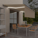 VidaXL Luifel automatisch met rolgordijn LED windsensor 5x3 m crème