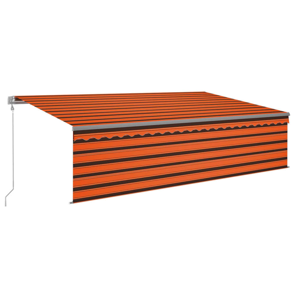VidaXL Luifel automatisch rolgordijn LED windsensor 5x3 m oranje bruin