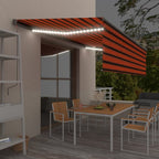 VidaXL Luifel automatisch rolgordijn LED windsensor 5x3 m oranje bruin
