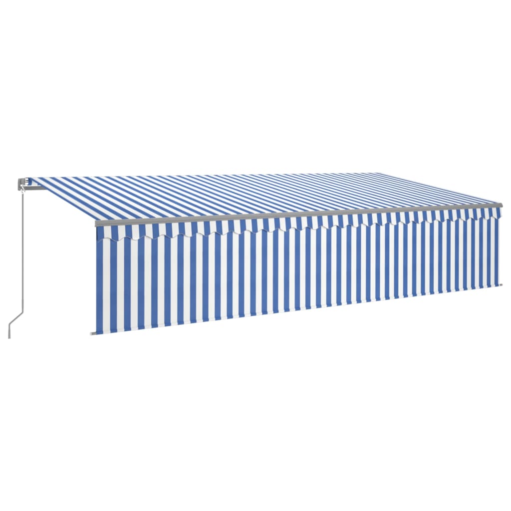 VidaXL Luifel handmatig uittrekbaar met rolgordijn 6x3 m blauw en wit