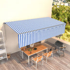 VidaXL Luifel handmatig uittrekbaar met rolgordijn 6x3 m blauw en wit