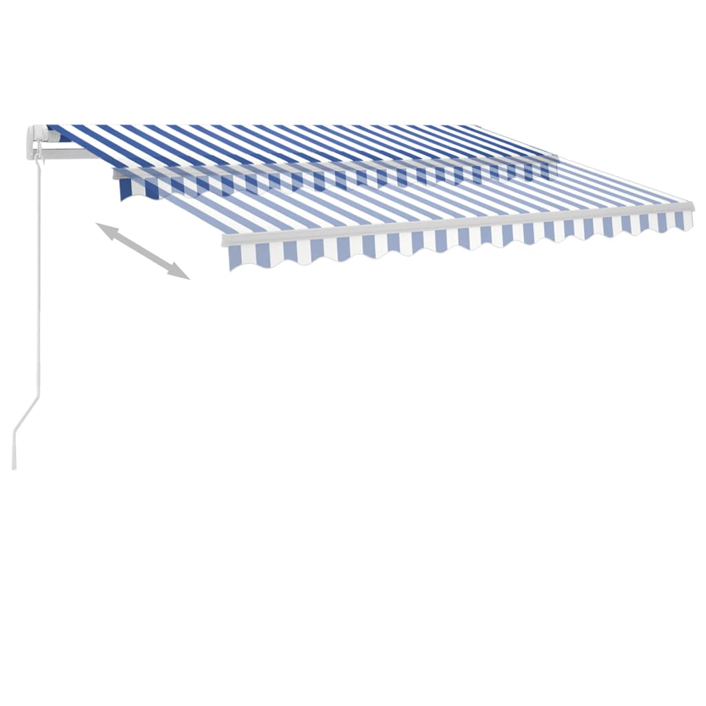 VidaXL Luifel vrijstaand handmatig uittrekbaar 300x250 cm blauw en wit