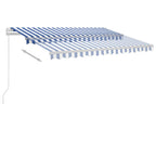 VidaXL Luifel vrijstaand handmatig uittrekbaar 300x250 cm blauw en wit