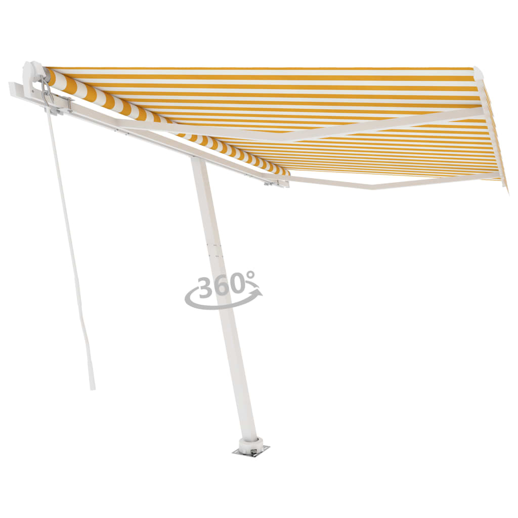 VidaXL Luifel vrijstaand handmatig uittrekbaar 300x250 cm geel en wit