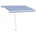 VidaXL Luifel handmatig uittrekbaar met LED 300x250 cm blauw en wit