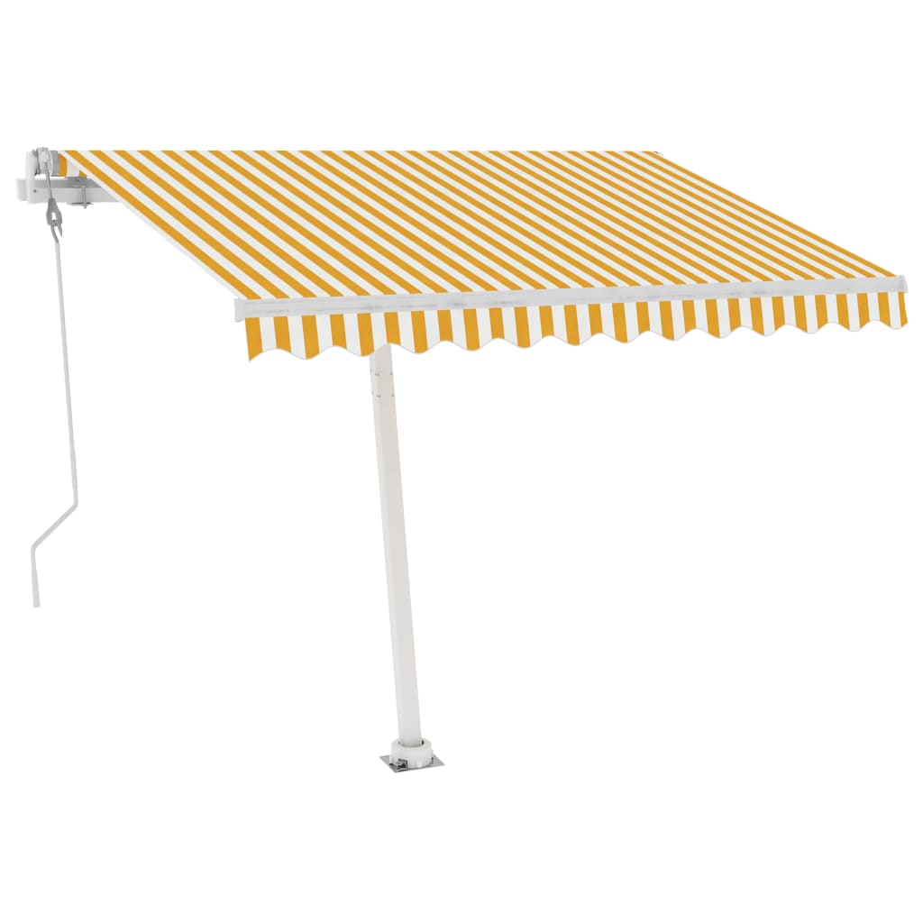 VidaXL Luifel automatisch met LED en windsensor 300x250 cm geel en wit
