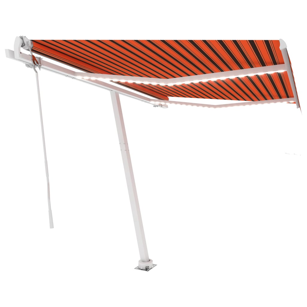 VidaXL Luifel automatisch met LED windsensor 300x250 cm oranje bruin