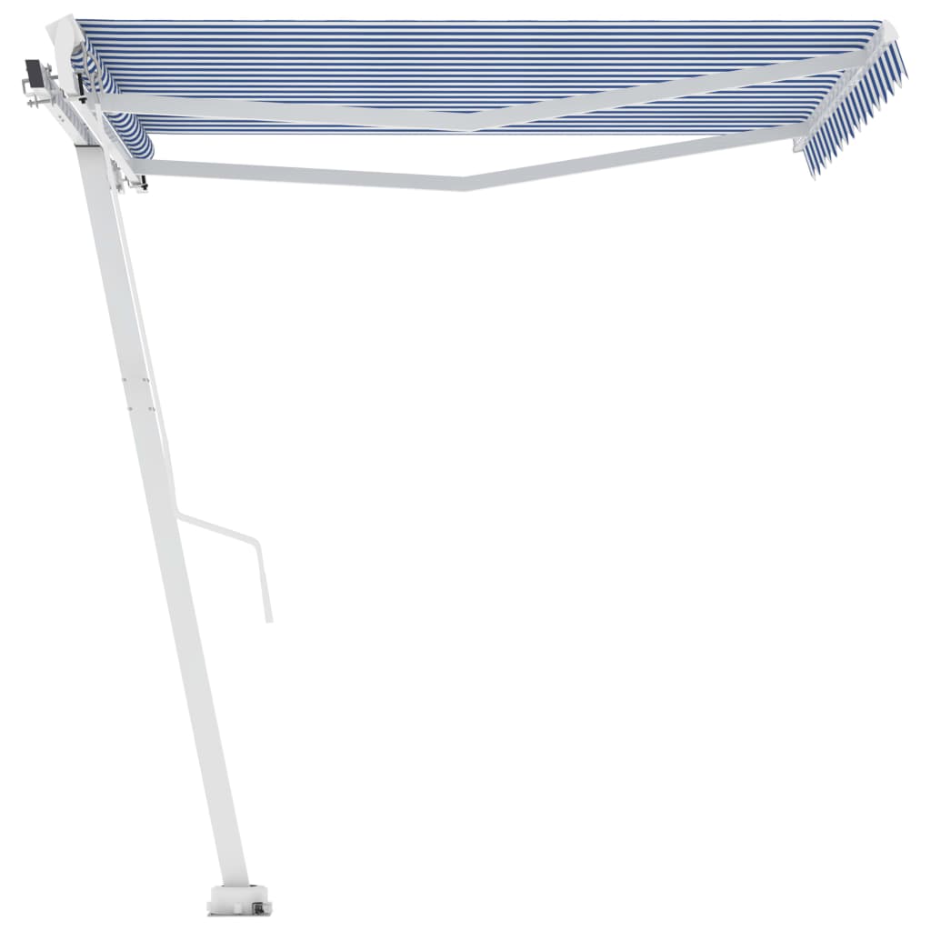 VidaXL Luifel vrijstaand handmatig uittrekbaar 350x250 cm blauw en wit