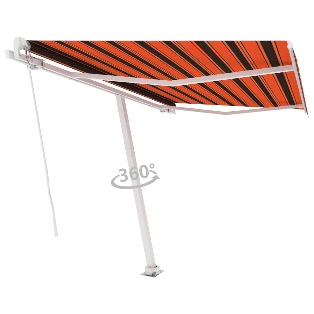 VidaXL Luifel vrijstaand handmatig uittrekbaar 350x250 cm oranje bruin
