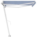 VidaXL Luifel handmatig uittrekbaar met LED 350x250 cm blauw en wit