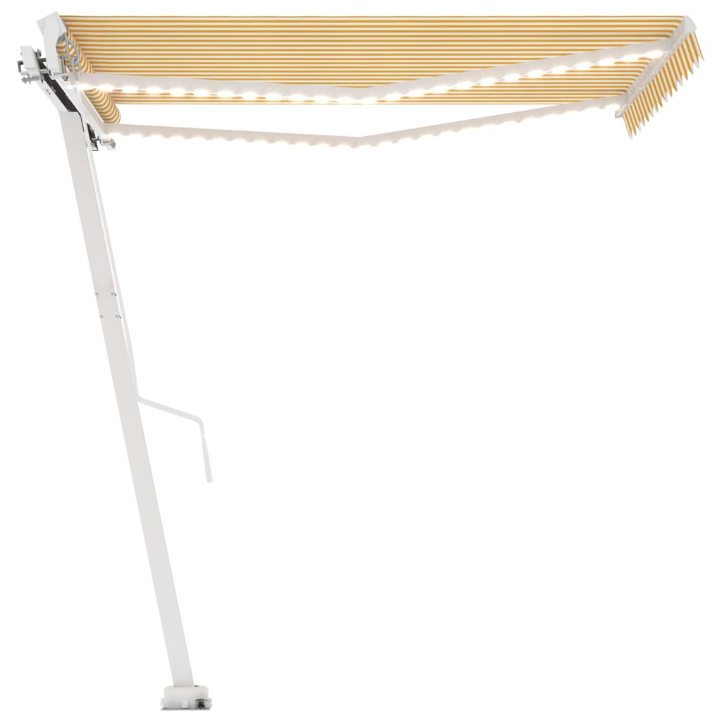 VidaXL Luifel handmatig uittrekbaar met LED 350x250 cm geel en wit