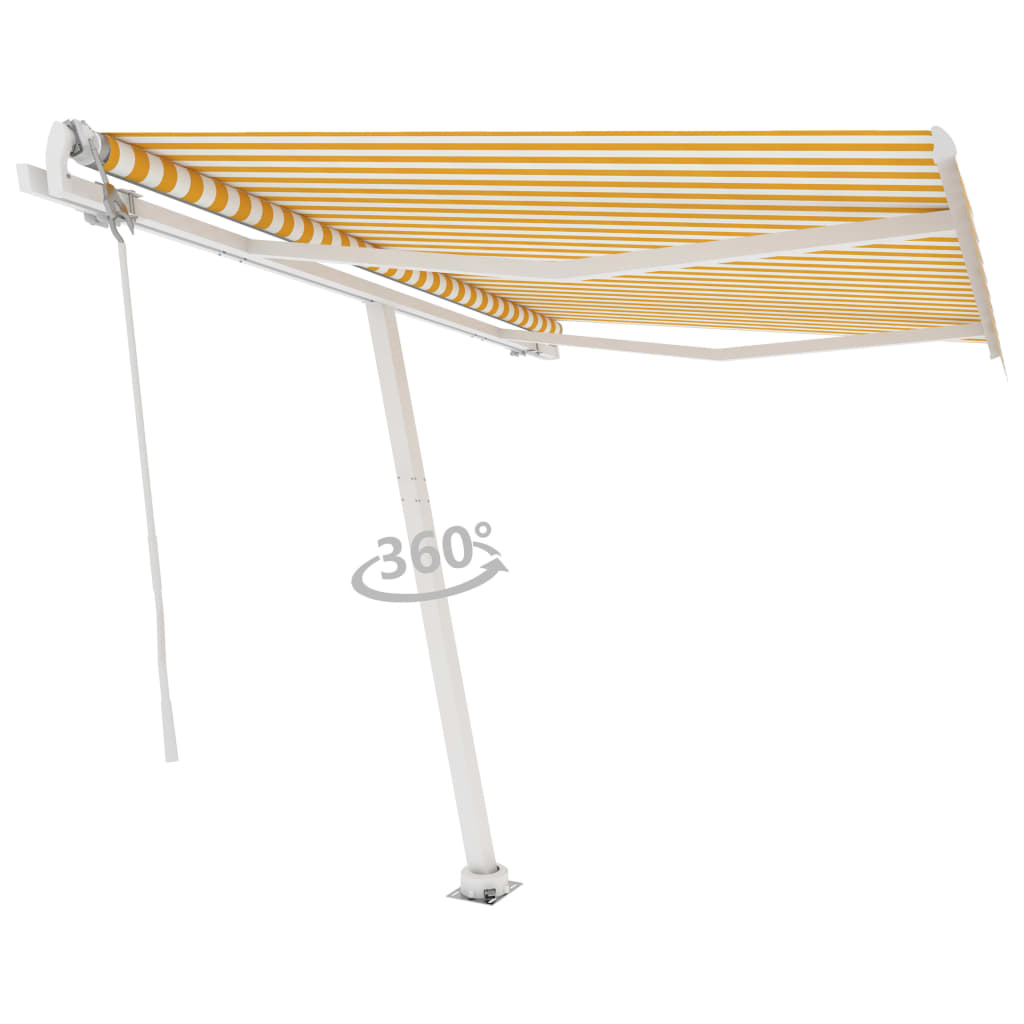 VidaXL Luifel vrijstaand automatisch 350x250 cm geel en wit