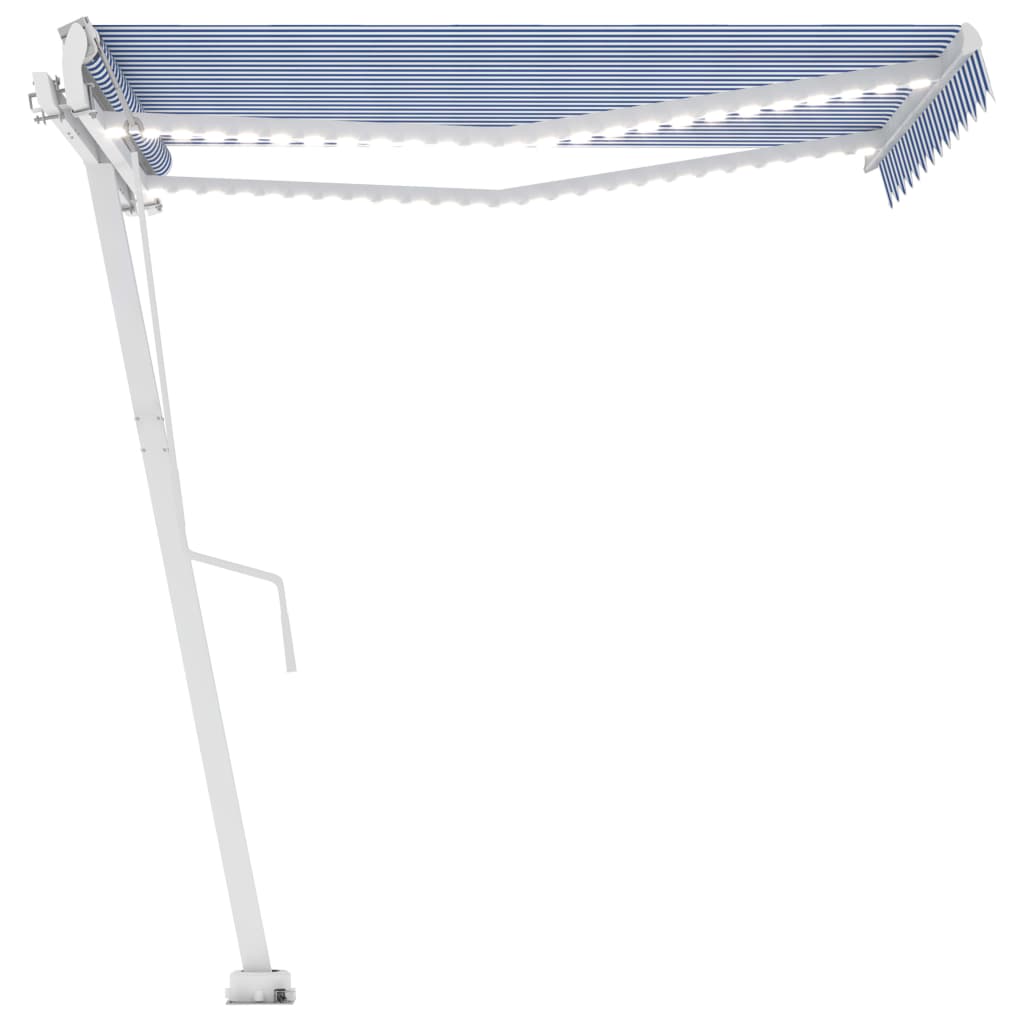 VidaXL Luifel automatisch met LED en windsensor 350x250 cm blauw wit